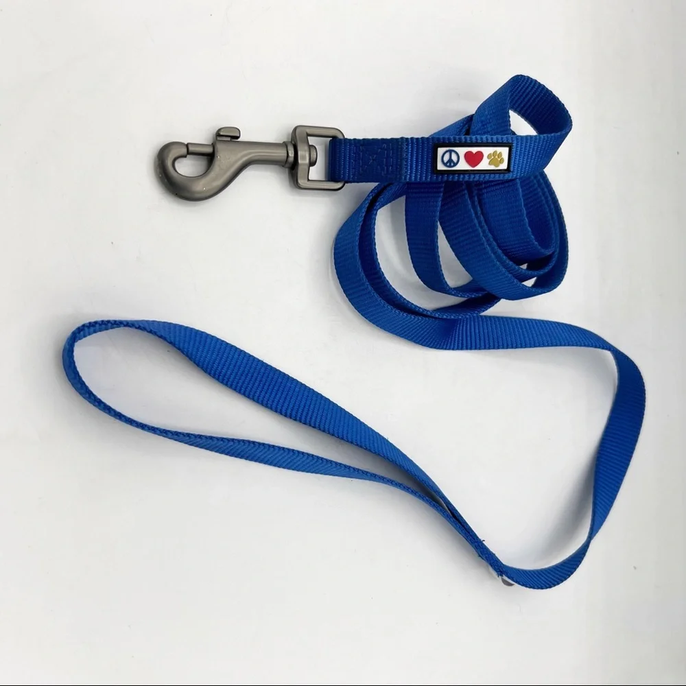 Pawitas 6 ft Puppy or Dog Leash & Reflective Harness, Blue, Size Small